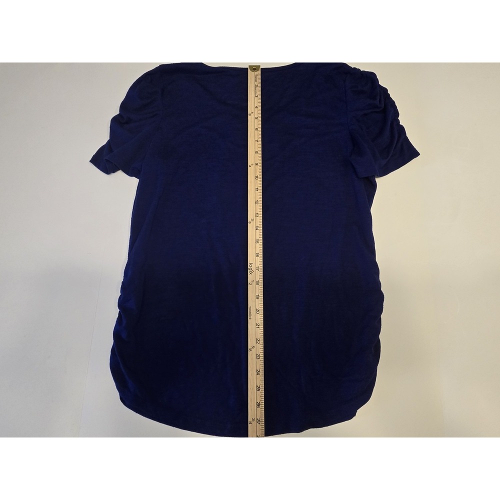 STYLE & CO Cotton T-Shirt Tee Cinched Sleeves Blue Sheer Size XL - Picture 5 of 6